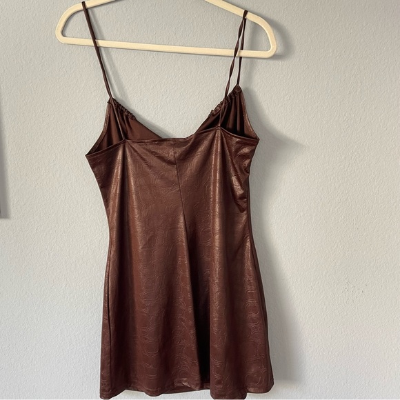 OPERA Made in USA Strappy Front Tie Mini Dress in Brown Size XS - Picture 7 of 7